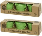 Set van 12x stuks anti muggen Citronella kaarsjes in groen zinken potje - Geurkaarsen citrus geur - Anti-muggen kaarsen