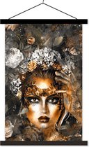 Posterhanger avec affiche - Affiche scolaire - Femmes - Fleurs - Or - 60x90 cm - Lattes noires
