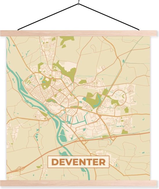 Affiche scolaire - Carte - Deventer - Vintage - 120x120 cm - Lattes vierges
