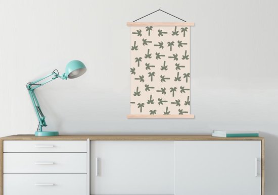 Porte-affiche avec affiche - Affiche scolaire - Palmier - Pastel - Motifs - 60x90 cm - Lattes vierges