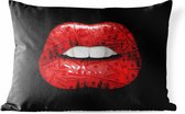 Buitenkussens - Lippen - Geld - Rood - 60x40 cm - Weerbestendig