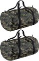 2x stuks camouflage groene ronde polyester sporttas/weekendtas 32 liter - Reistas/sporttas 50 x 30 x 26 cm