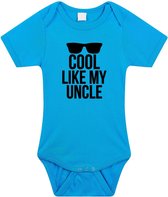 Cool like my uncle tekst baby rompertje blauw jongens - Cadeau oom rompertje - Babykleding 68 (4-6 maanden)