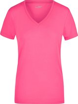 Roze dames stretch t-shirt met V-hals XL