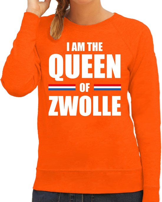 Koningsdag sweater I am the Queen of Zwolle - dames - Kingsday Zwolle outfit / kleding / trui M