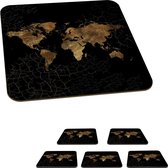 Sous-verres -verres - Wereldkaart - Ligne - Marron - 10x10 cm - 6 pièces