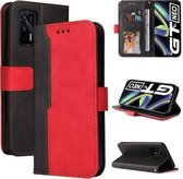 Voor OPPO Realme GT 5G Zakelijke Stiksels-Kleur Horizontale Flip PU Lederen Case met Houder & Kaartsleuven & Fotolijst (Rood)