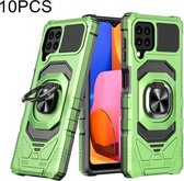 Voor Samsung Galaxy A22 4G 10 PCS Union Armor Magnetische PC + TPU Shockproof Case met 360 Graden Rotatie Ring Houder (Smaragdgroen)