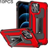 10 PCS Knight Jazz PC + TPU schokbestendige beschermhoes met opvouwbare houder voor iPhone 12 Pro Max (rood)