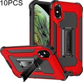 10 PCS Knight Jazz PC + TPU schokbestendige beschermhoes met opvouwbare houder voor iPhone XS / X (rood)