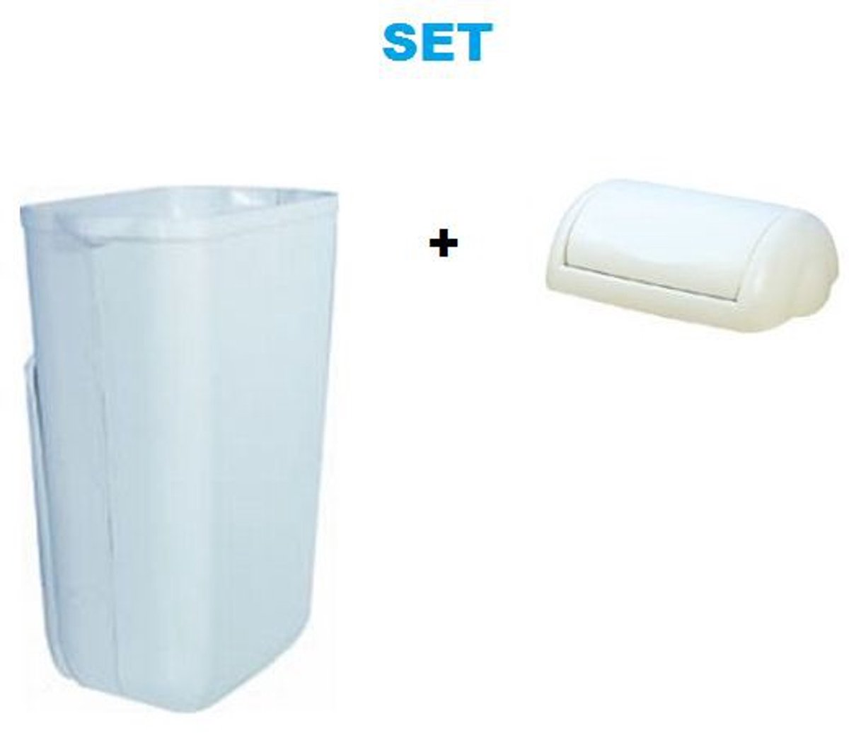 Marplast set afvalbak, 23 liter, wit, MP742, afvalbakdeksel, MP746, wit