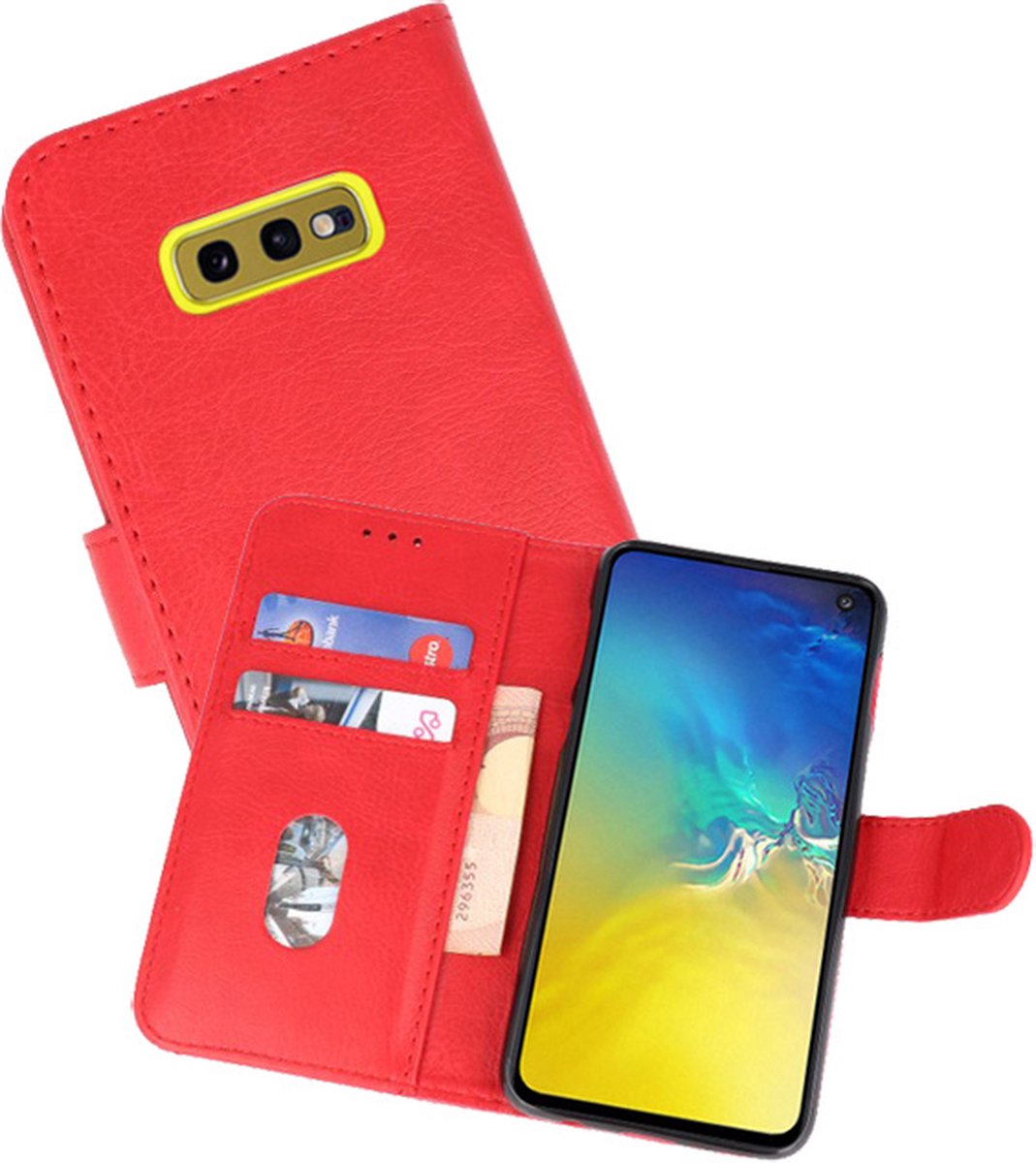 Hoesje Geschikt voor de Samsung Galaxy S10e - Kaarthouder Book Case Telefoonhoesje - Rood