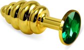 LOVETOY - Spiral Butt Plug Rosebud With Green Jewel