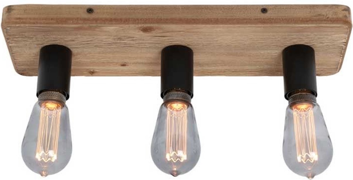 Freelight Plafondlamp Lenero 3 Lichts L 50 cm hout zwart