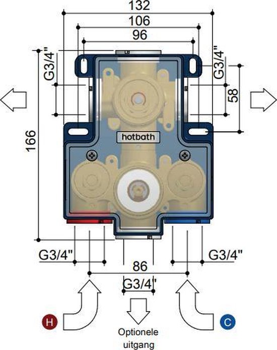 Foto: Hotbath inbouwbox met 2 weg omstel