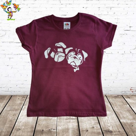 T-shirt Buldog aubergine -Fruit of the meisjes