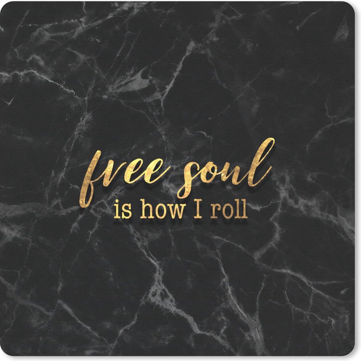 Muismat 20x20 cm - Mousepad Quote - Free - Goud - Marmer print - Muismatten