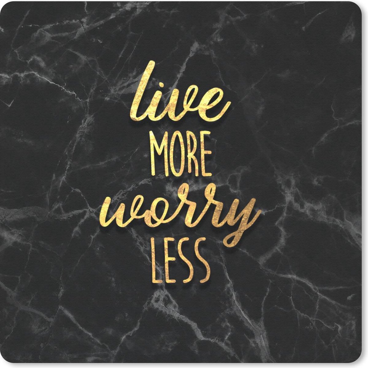 Muismat 30x30 cm - Mousepad Quote - Leven - Goud - Zwart - Muismatten