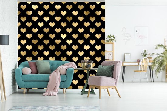 Papier peint - Motifs Papier peint photo - Coeur - Goud - Largeur 300 cm x Hauteur 300 cm
