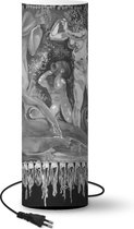 Lamp Allegorie van de lente - schilderij van Salvador Dali - zwart wit - 70 cm hoog - Ø22 cm - Inclusief LED lamp