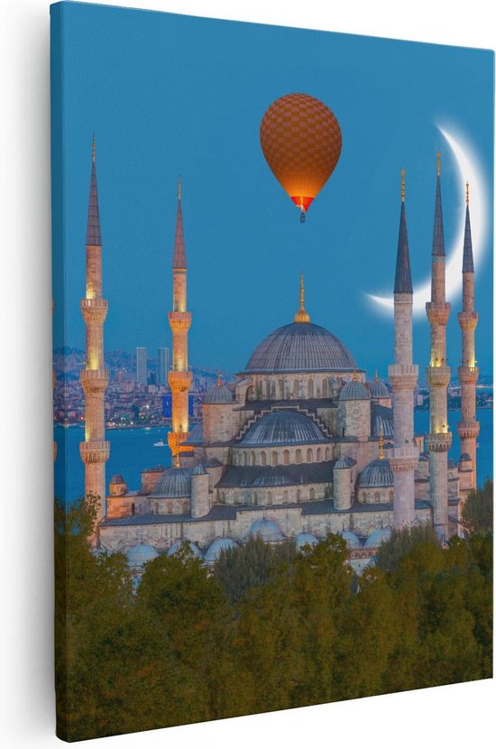 Artaza Canvas Schilderij Sultan Ahmetmoskee In Istanbul - Foto Op Canvas - Canvas Print