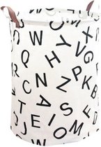 Speelgoedmand - Wasmand - Opberger - 35 x 45 cm - Wit met letters