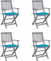 Medina Tuinstoelen 4 st inklapbaar met kussens massief acaciahout