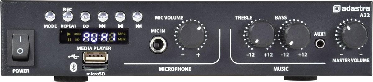 Adastra A22 Stereo Versterker 2 x 55W Met Bluetooth en Mic aansluiting