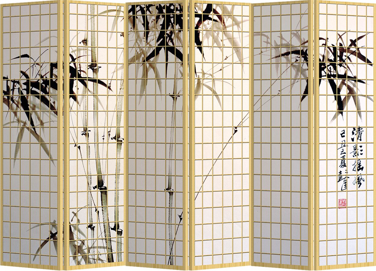 Fine Asianliving Kamerscherm Scheidingswand B240xH180cm 6 Panelen Bamboe multi