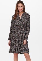 Jacqueline de Yong Jurk Jdypiper L/s Aop  Shirt Dress Wvn Noos 15221987 Black/vibrant Sma Dames Maat - 40