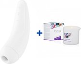 Satisfyer Curvy 2+ - Wit - Luchtdruk Vibrator + Exotiq Massagekaars - Violet Rose