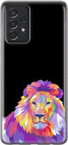 Samsung Galaxy A52 Telefoonhoesje - Transparant Siliconenhoesje - Flexibel - Met Dierenprint - Leeuw - Roze