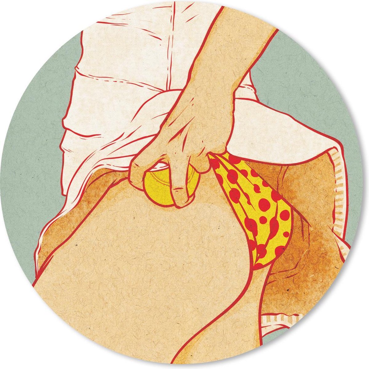 Muismat rond 40x40 cm - Mousepad Vintage - Tennis - Ondergoed - Ronde muismatten