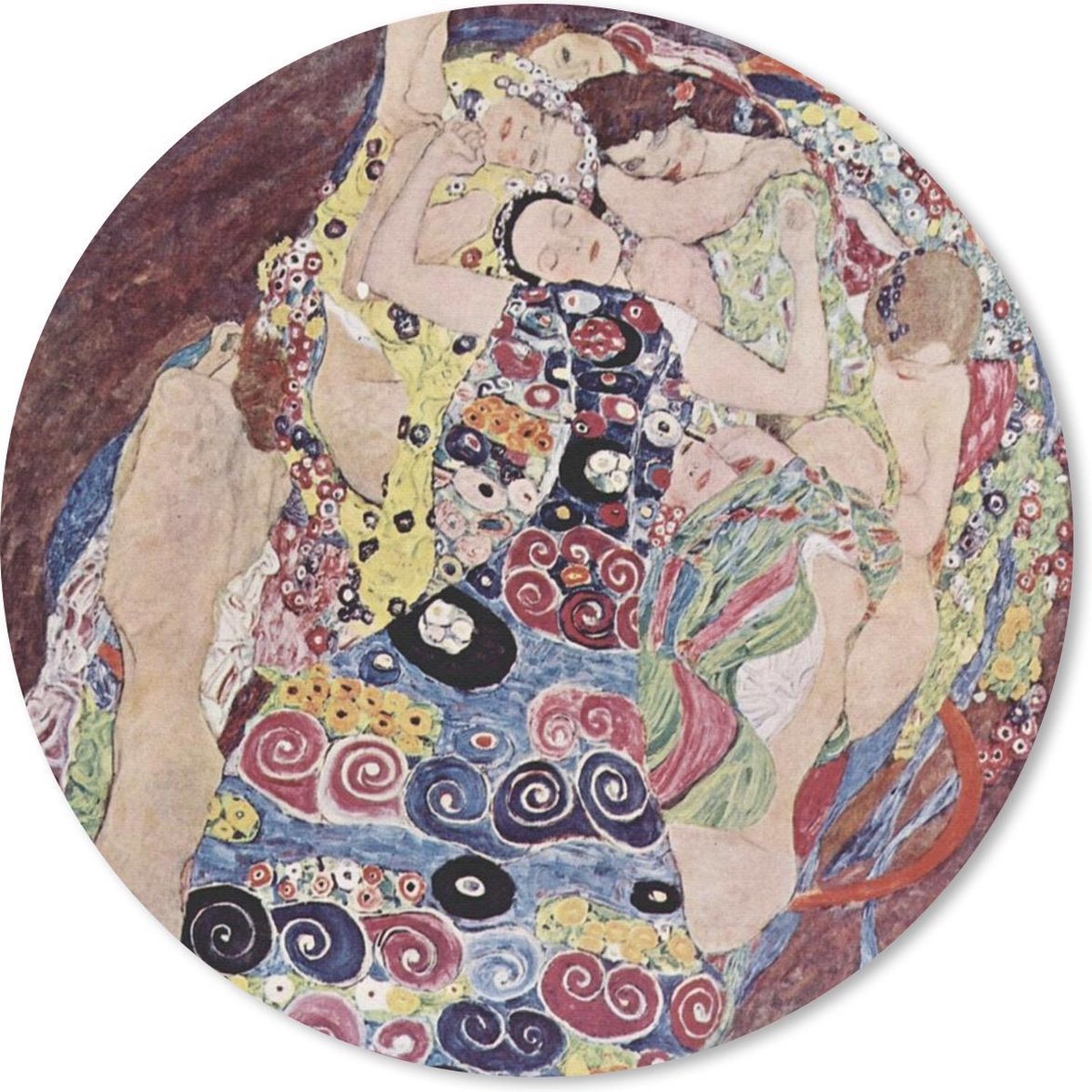 Muismat - Mousepad - Rond - De maagd - Gustav Klimt - 40x40 cm - Ronde muismat