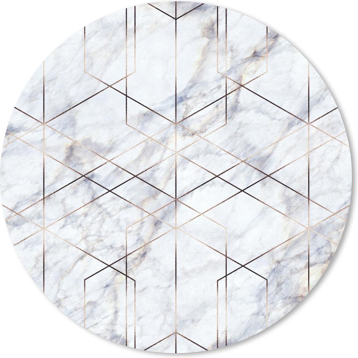 Muismat rond 50x50 cm - Mousepad Marmer - Goud - Wit - Ronde muismatten