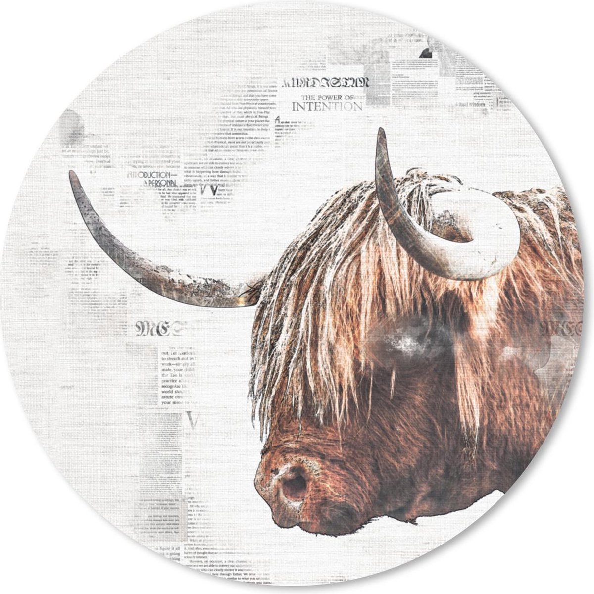 Muismat rond 40x40 cm - Mousepad Schotse Hooglander - Abstract - Ronde muismatten