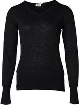 Dames trui lange mouw V-hals zwart | Maat 2XL