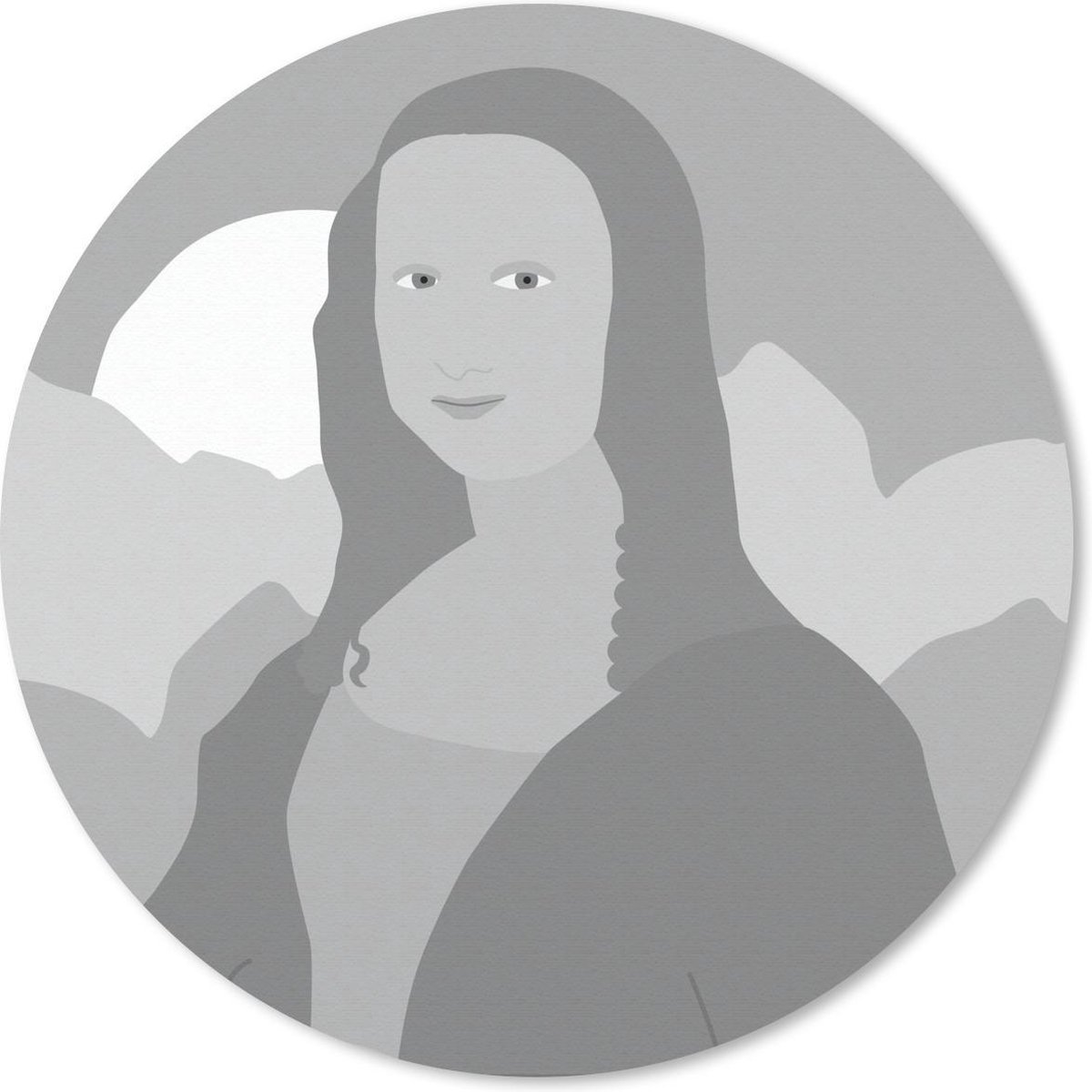 Muismat rond 40x40 cm - Mousepad Mona Lisa - Zon - Zwart - Wit - Ronde muismatten