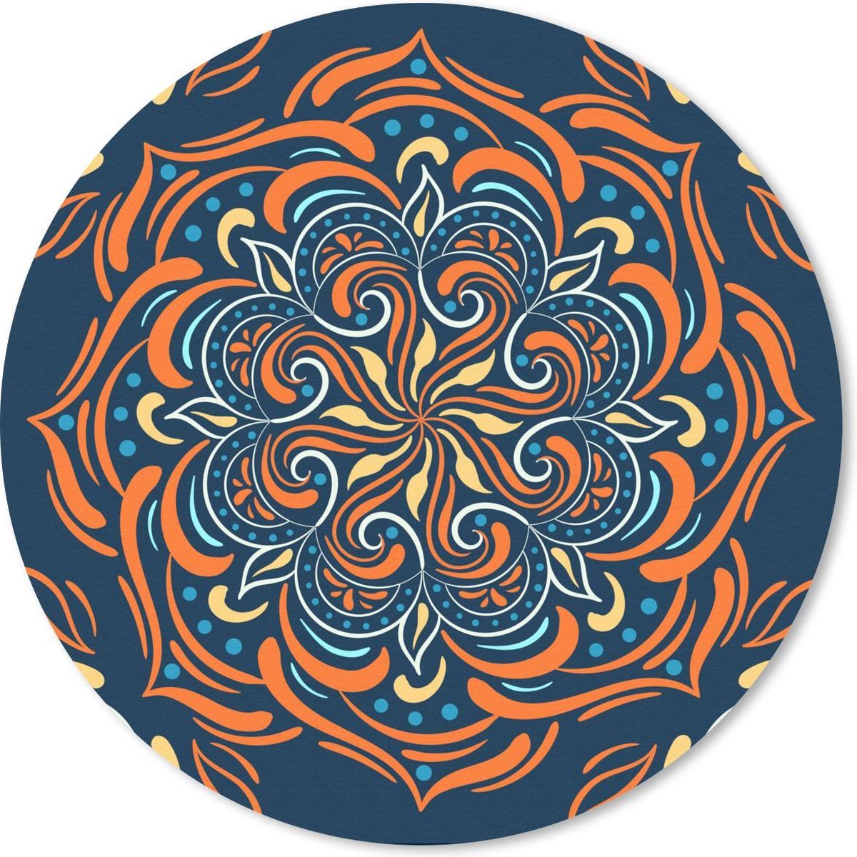 Muismat rond 50x50 cm - Mousepad Mandala - Oranje - Patronen - Ronde muismatten