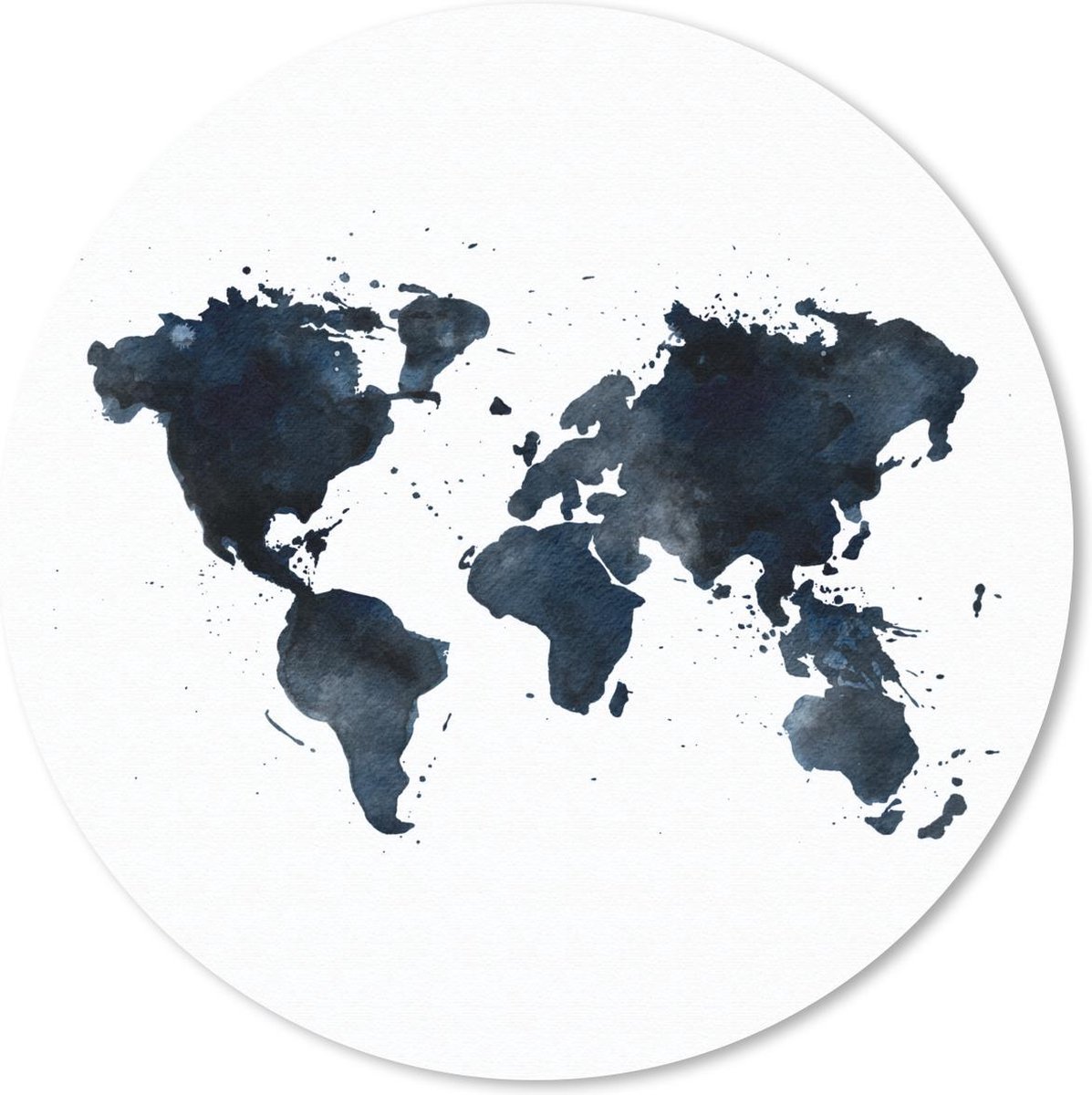 Muismat rond 50x50 cm - Mousepad Wereldkaart - Waterverf - Simpel - Ronde muismatten