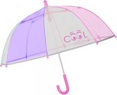 paraplu Cool Kids 64/60 cm junior transparant/roze