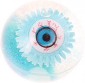 stuiterbal met oog 6,5 cm blauw