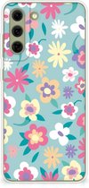 Leuk TPU Back Case Geschikt voor Samsung Galaxy S21FE GSM Hoesje met Tekst Flower Power