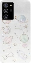 ADEL Siliconen Back Cover Softcase Hoesje Geschikt voor Samsung Galaxy Note 20 - Ruimte Heelal Bling Glitter Doorzichtig