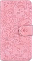 Hoesje geschikt voor iPhone SE 2020 - Bookcase - Pasjeshouder - Portemonnee - Mandalapatroon - Kunstleer - Roze