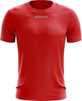 Masita | Active Sportshirt Dames Korte Mouw - Unisex  - Sneldrogend Sportshirt Heren - Licht Stevig Materiaal - RED - 128