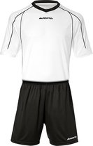 Masita | Sportshirt Heren & Dames Korte Mouw - Striker - Licht Elastisch Polyester Ademend Vocht Regulerend - WHITE/BLACK - 152