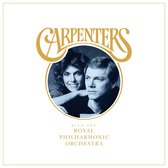 CD-hoes van Carpenters met The Royal Philharmonic Orchestra, met een cirkelvormige foto van Karen en Richard Carpenter.