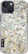 Casetastic Apple iPhone 13 mini Hoesje - Softcover Hoesje met Design - Mint Art Deco Marbling Print