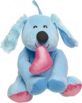 knuffelhond Valentijnsdag meisjes 17 cm pluche blauw